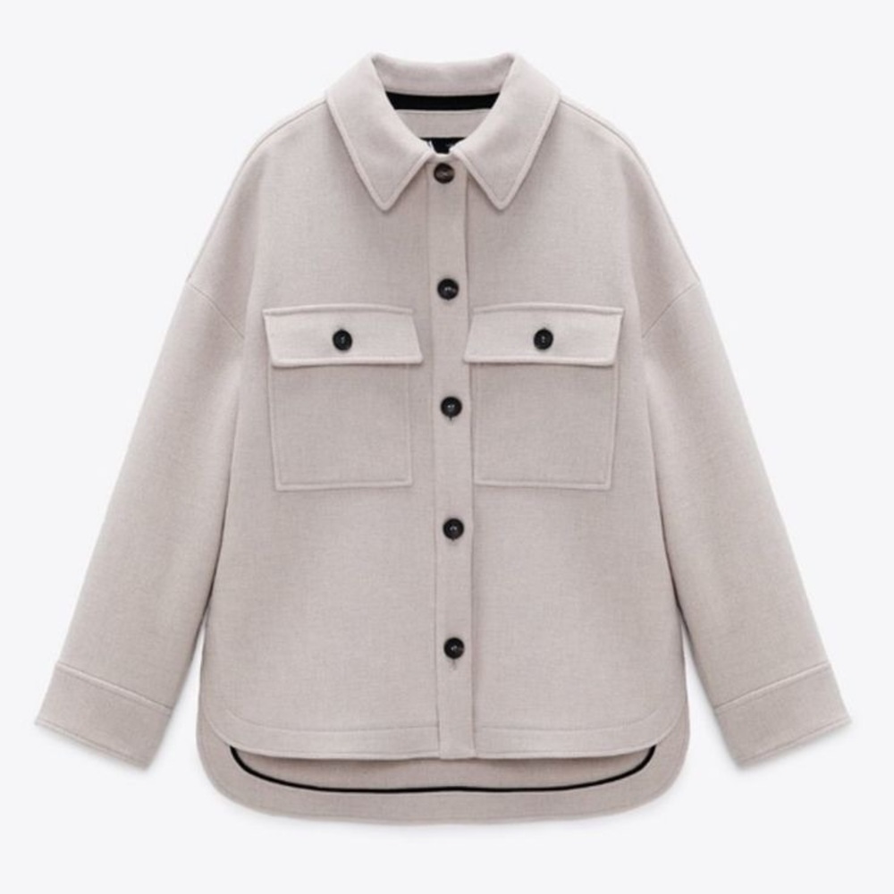 Zara Manteco Oversized Wool Blend Overshirt Jacket
